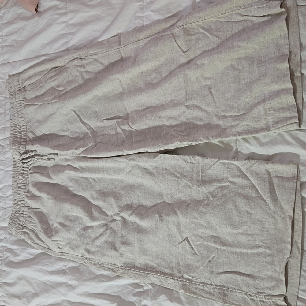 Linen Wide Leg Crop Pants